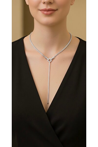 İnci Zirkon taşlı y model kolye