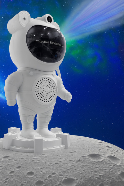 ROVERIM Astronaut-shaped star and aurora borealis projector with Bluetooth speaker function, white color