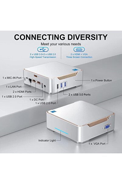 UD Intel N250 3.8Ghz 4C/4T GK3 Plus Mini PC, 32GB RAM, 2TB PCIE4 SSD, Intel 12th Gen 1.2Ghz 8k 3 Displa