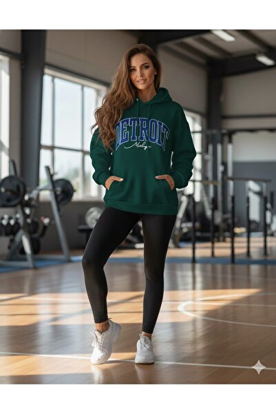 BUWOM Φούτερ με στάμπα DETROIT και κουκούλα