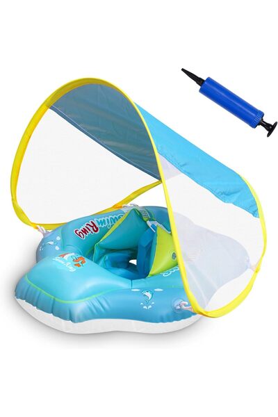 genernic Necomi Baby Inflatable Swim Ring with Detachable Sun Visor (6-36 Months)