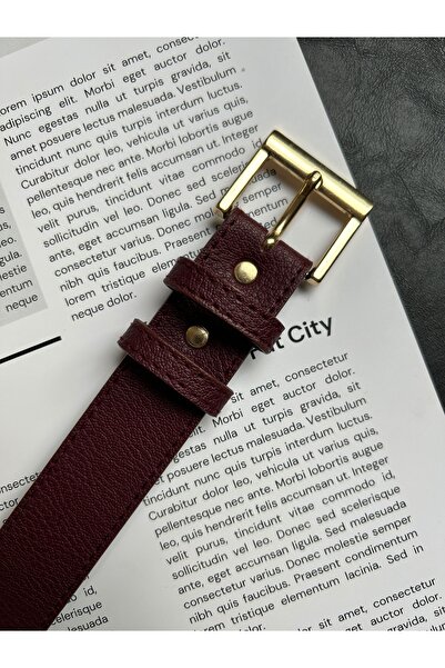 LİA KEMER Lyric Square Patterned Women's Gold Buckle Belt Jacket Belt Dress Belt Trouser Belt