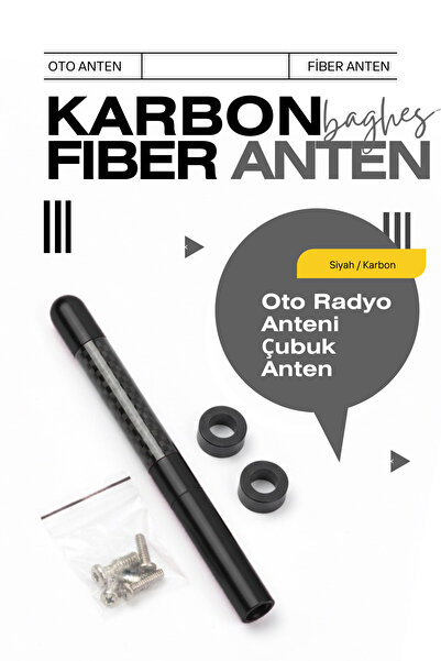 Baghes Siyah Universal Karbon Fiber Oto Radyo Anteni Çubuk Anten 12 Cm