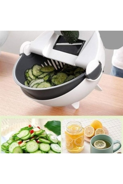 iTin Manual vegetable and fruit strainer and slicer with bowl