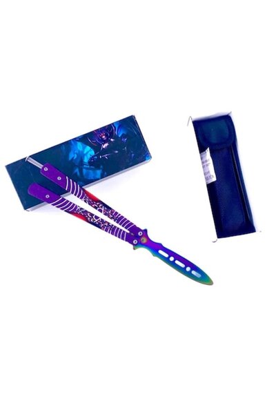 Ems Purple Venom butterfly balisong knife for training, unsharpened, 23 cm, fade