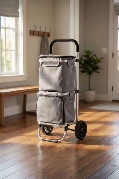 Vadi İki Bölmeli Termal Soğutucu Çantalı Alüminyum Gövdeli Alışveriş Pazar Ar...