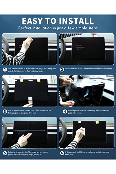 Pell 2in1 for Tesla Model Y Juniper 2025 Anti-Fingerprint Hard Glass Screen Protector Front and Passenger Screen