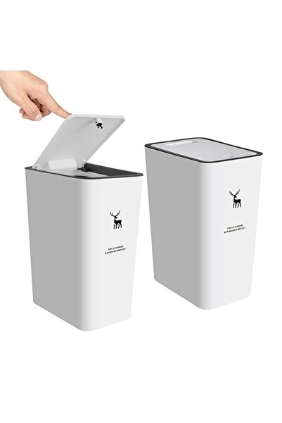 Arabest Trash Can with Lid,15L Kitchen Trash Can, Dog Proof Small Trash Can For Powder Room (2PCS, White)