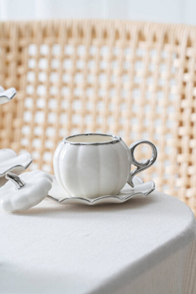 ACAR Betty Silver 2-Person Coffee Cup Set with Stand - 130 ml