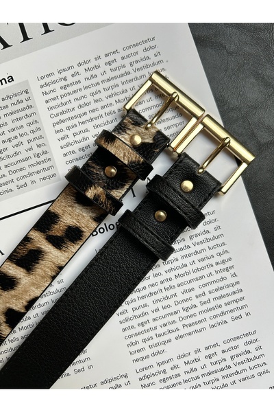 LİA KEMER Pachet de 2 curele cu model pătrat Lyric pentru femei, cu cataramă ...