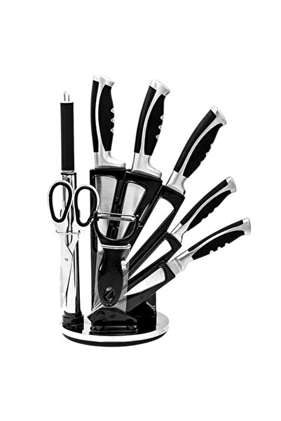 iTin Set de 9 cuțite profesionale pe suport rotativ, Engross