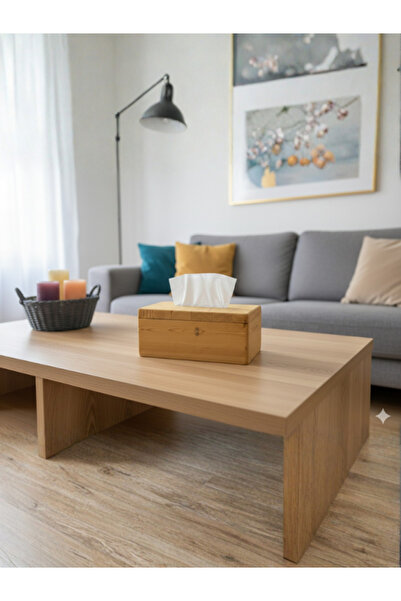 Ahşap Pazarı Doğal Ahşap Peçetelik Kutusu - Masaüstü, Salon, Ofis Dekoratif P...