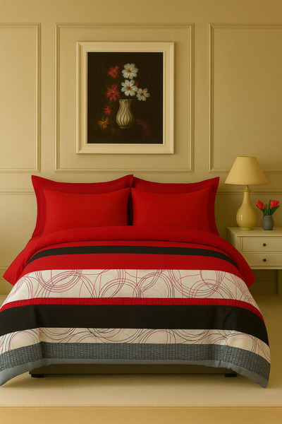 İQON Flat Sheet Bedding Set Double Size Harmony Red