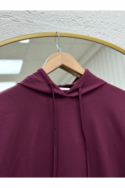 BENAHOLL Adelene Sweater Hooded Two-Piece Dress-Mf1771 Plum