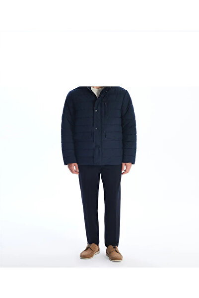 LC Waikiki Southblue Navy Blue Standard Fit Stand Collar Men's Puffer Coat