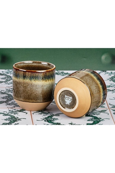 BJORN Set of 6 Coffee cups, GENESIS Basalt, glazed ceramic, 150ml, volcanic brown