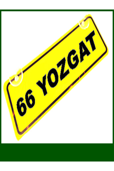 wonderlike 66 YOZGAT Yazılı Sarı Dekoratif Plaka Araba Cam Süsü - Vantuzlu Sö...