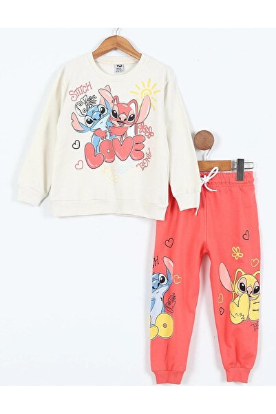 RAPAPA Girl's Two Thread Ba Printed Ngel & Stitch Pajama Set – Long Sleeve – Relaxed Fit 0512