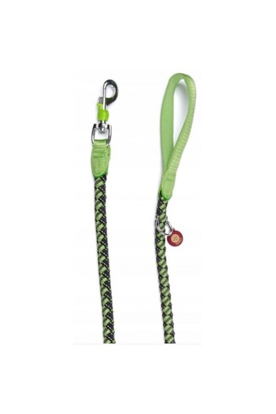 JK Animals COMFORT Dog Leash Cord (1.5x120 cm) JK Green - Padded Handle, Secure Snap Hook, Reflective