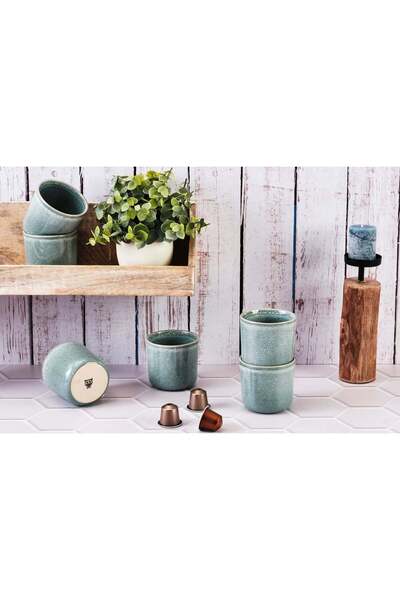 BJORN Set of 6 Coffee cups, MAGMA Cobalt, glazed ceramic, 200ml, blue