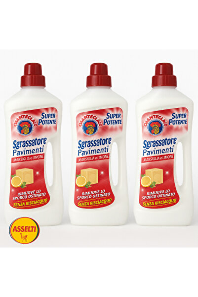 Chanteclair ASSELTI® Origin Italy Set – 3 x Sgrassatore Pavimenti Floor Cleaner 750 ml, Marseille