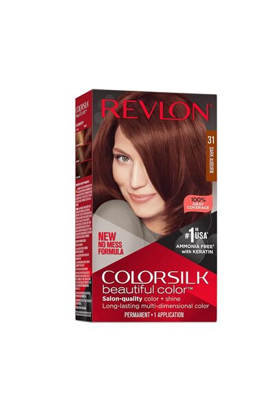 Revlon ColorSilk Beautiful Color Permanent Hair Color, 031 Dark Auburn, 1 Pack