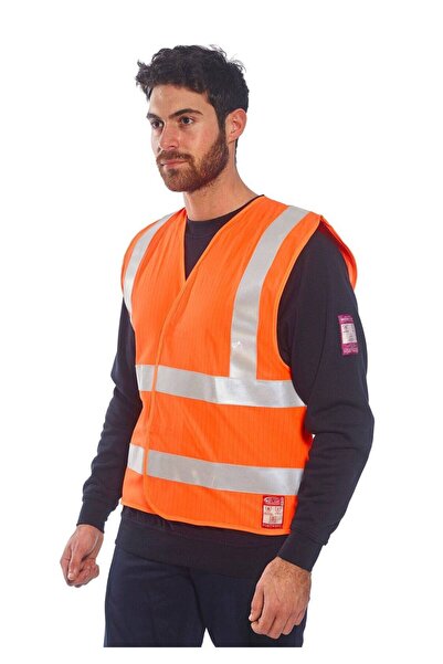 PORTWEST Vestă de protecție antistatică HiVis ignifugă, FR71, portocaliu S