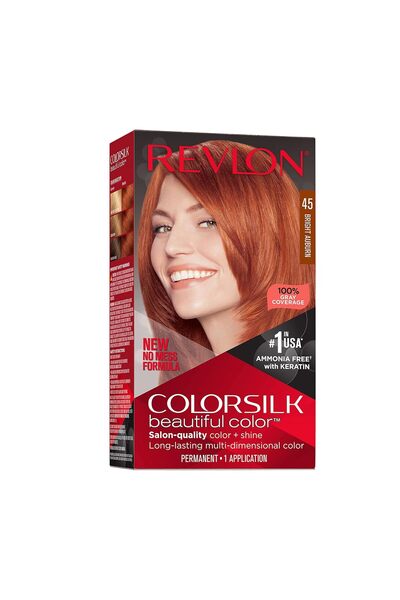 Revlon Colorsilk Beautiful Color Permanent Hair Dye, 045 Bright Auburn, 1 Pack