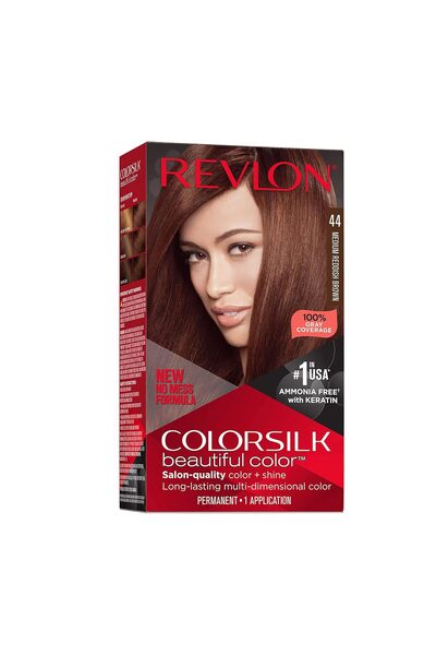 Revlon ColorSilk Beautiful Color Permanent Hair Color, 044 Medium Reddish Brown, 4.4 Fl Oz