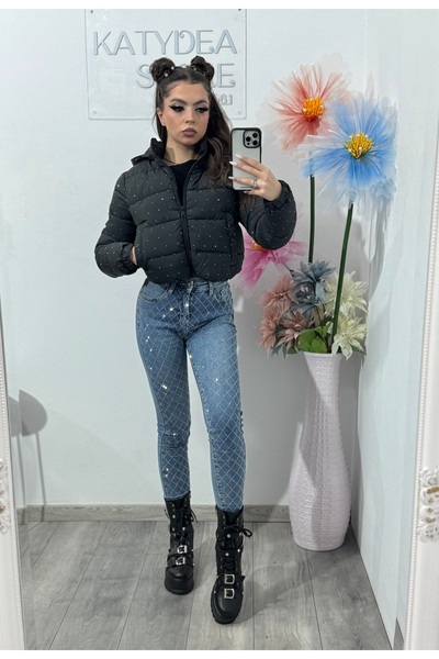 KATYDEA STORE Jachetă SORINA cu cristale argintii ștanțate