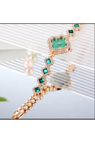 TChic Clover-Shaped Watch with Stones