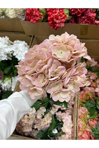 KOZALILAR Yapay Çiçek 5 Dallı Islak Dokulu Ortanca EMC PUDRA PEMBE