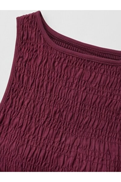 Brood A+ Quality Zero Sleeve Crew Neck Flounce Stretch Fabric Blouse-Top