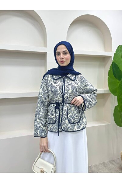 lurex moda Tie-Up Ethnic Pattern Short Jacket