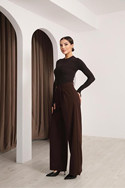 MY ARJA JEANS Bol Paça Yüksek Bel çift pileli Palazzo Pantolon