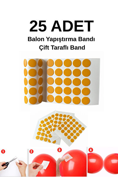 SosyeteDükkanı 25 Adet Balon Yapıştırma Bandı Çift Taraflı