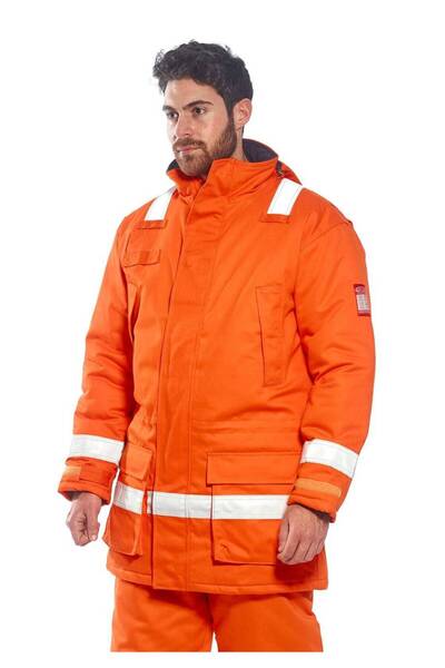 PORTWEST Protective jacket, insulated, antistatic, flame retardant, FR59, S Orange
