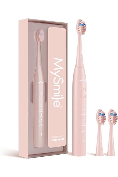 mysmile فرشاة أسنان كهربائية صوتية DY156 للبالغين مع 3 رؤوس فرشاة، 5 أوضاع (وردي، متوسط)