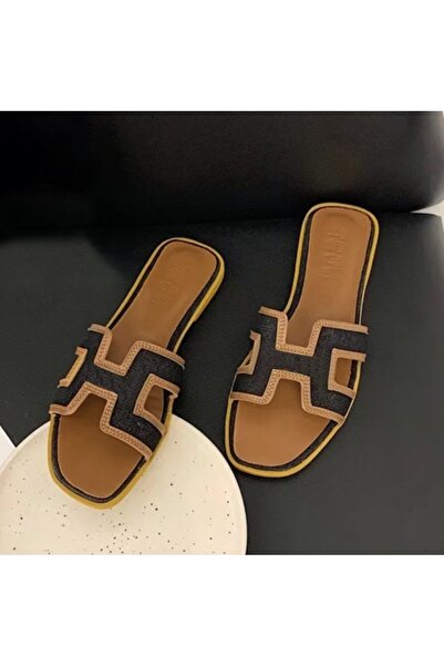 FASHION New Desert Luxe Dual-Tone H-Shape Chic Slides for Women