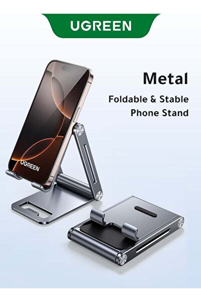 Ugreen حامل هاتف قابل للتعديل والطي من الألومنيوم - رمادي