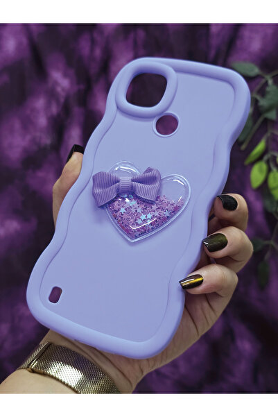 Magic Ring Realme C21Y / Realme C25Y Compatible Heart and Ribbon Star Glitter Lilac Phone Case