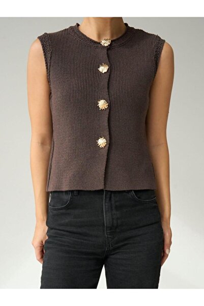 Betül Nayir Steel Knitted Sweater Vest - Brown