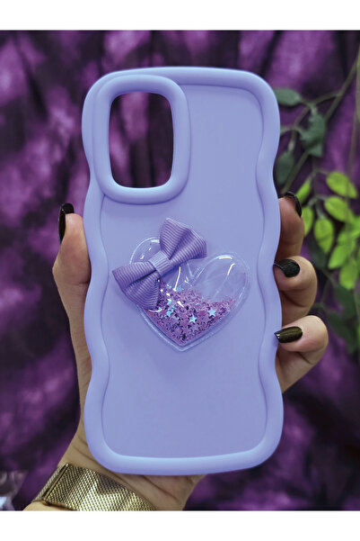 Magic Ring Oppo A74 Compatible Heart and Ribbon Star Glitter Lilac Phone Case