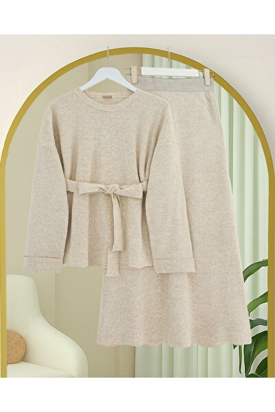 HİJABAYA Σετ πλεκτών ενδυμάτων άνοιγμα με πτυσσόμενο μανίκι και ζώνη μέσης