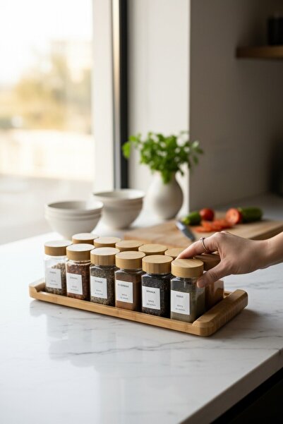 EG75 Bamboo Stand Special for 12 Spice Jars