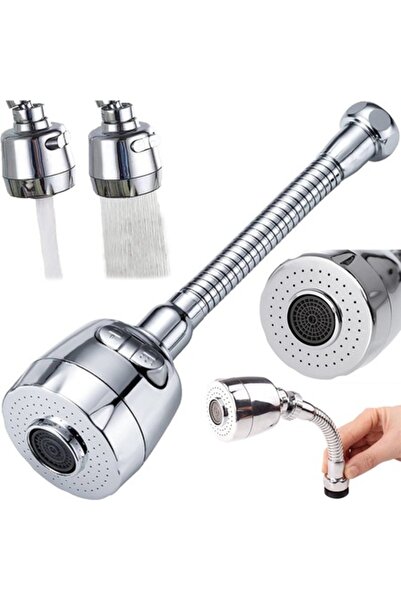 varioshop Prelungitor robinet, aerator flexibil universal, 2 moduri de pulverizare, metal, 17 cm, argintiu
