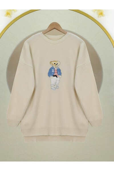 HİJABAYA Πλεκτό πουλόβερ με κεντημένο αρκουδάκι στο πίσω μέρος