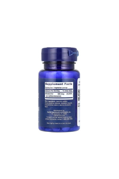 Life Extension Vitamin B12 (Cobalamin) 500 mcg, 100 tablets -