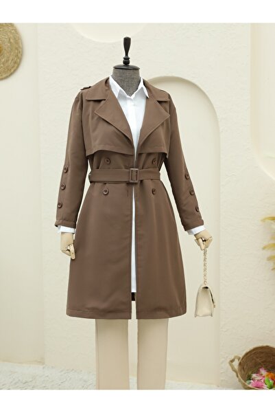 HİJABAYA Тренчкот с колан и копчета с вътрешна подплата