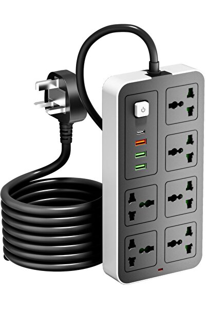 HYX 6-Outlet 3M Extension Cord with USB & C-type, Surge Protector, Multi-Plug Adapter